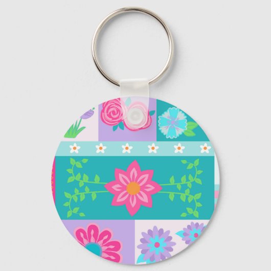 Porte-clés Conception de fleurs vibrantes en fleurs (Recto)