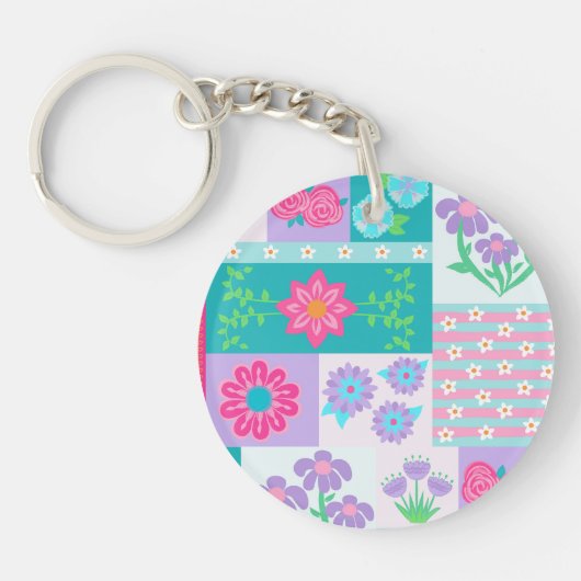 Porte-clés Conception de fleurs vibrantes en fleurs (Devant)
