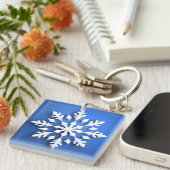 Porte-clés Conception de flocon de neige blanc détaillé (Devant Droit)