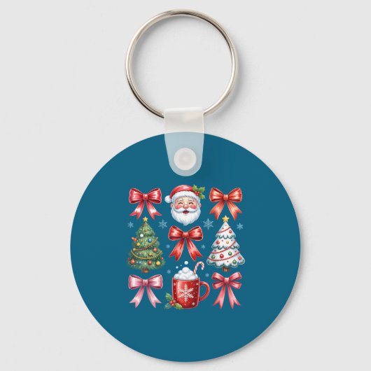 Porte-clés Conception de foi de Santa Bow Coquette Noël rétro (Recto)