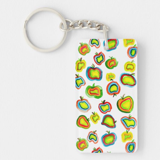 Porte-clés Conception de fruit d'aquarelle pomme funky (Devant)