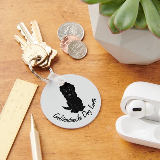 Porte-clés Conception de Goldendoodle noir sur fond de couleu (Bureau)