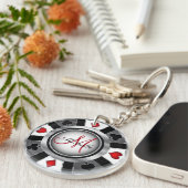 Porte-clés Conception de jeton de poker en argent - Monogramm (Devant droit)