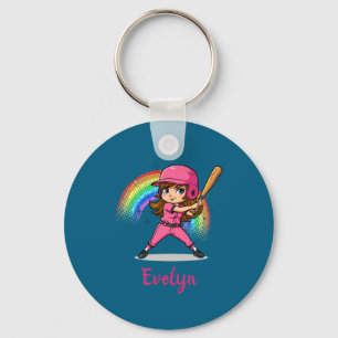 Porte-clés Conception de joueuse de baseball fille dessin ani