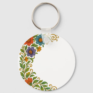 Porte-clés Conception de la marge de l'angle floral coloré