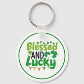 Porte-clés Conception de la Saint-Patrick bénie et chanceuse- (Verso)