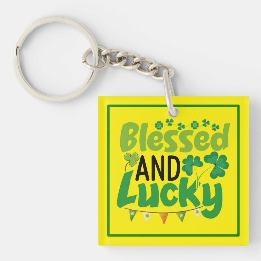 Porte-clés Conception de la Saint-Patrick bénie et chanceuse- (Devant)