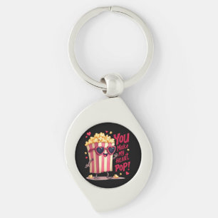 Porte-clés Conception de la Saint-Valentin cœur de pop-corn