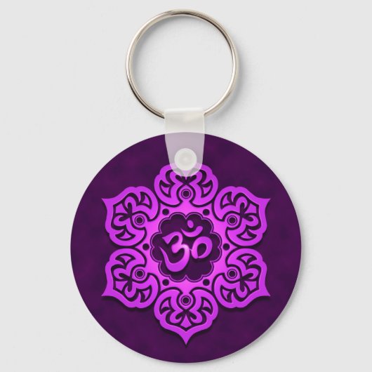Porte-clés Conception de l'Aum Floral Violet (Recto)