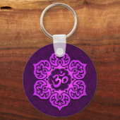 Porte-clés Conception de l'Aum Floral Violet (Recto)