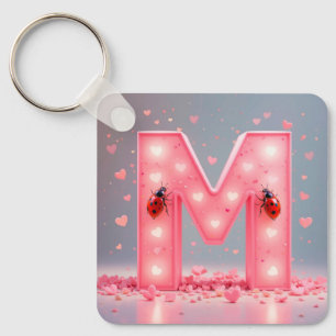 Porte-clés Conception de lettre M rose vif