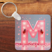 Porte-clés Conception de lettre M rose vif (Recto)