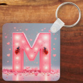 Porte-clés Conception de lettre M rose vif (Verso)