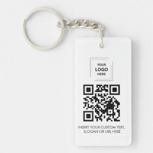 Porte-clés Conception de logo QR blanc pour le partage de con