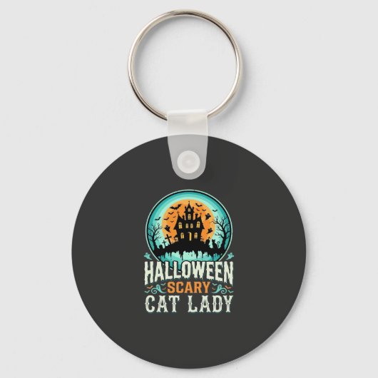 Porte-clés Conception de maison hantée de dame de chat effray (Recto)
