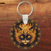 Porte-clés Conception de Mandala de chat de feu mystique (Recto)