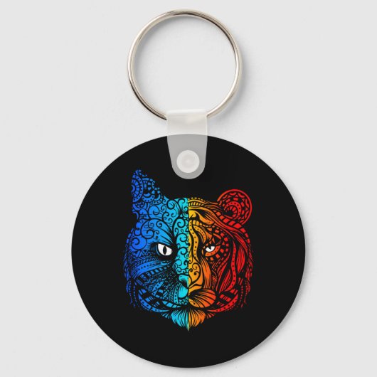 Porte-clés Conception de mandala de visage de chat contre tig (Recto)