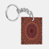 Porte-clés Conception de mandala marron floral (Devant gauche)