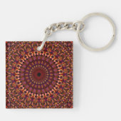 Porte-clés Conception de mandala marron floral (Dos)