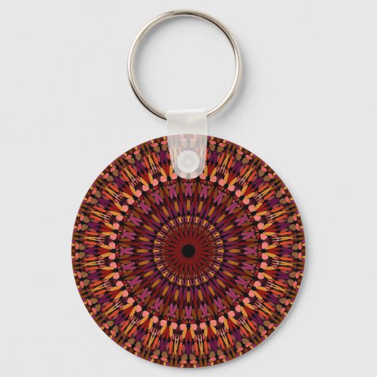 Porte-clés Conception de mandala marron floral (Recto)