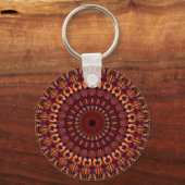 Porte-clés Conception de mandala marron floral (Verso)