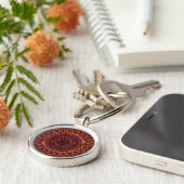Porte-clés Conception de mandala marron floral (Côté)