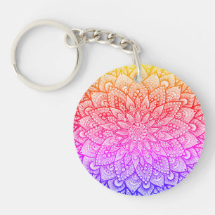 Porte-clés Conception de mandala multicolore Art original
