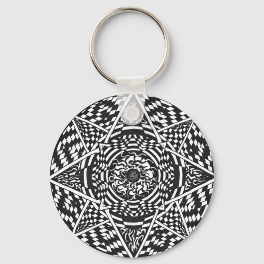 Porte-clés Conception de mandala noir et blanc (Recto)
