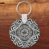 Porte-clés Conception de mandala noir et blanc (Recto)
