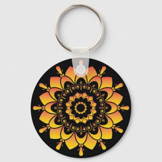 Porte-clés Conception de mandala unique doré (Recto)