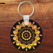 Porte-clés Conception de mandala unique doré (Verso)