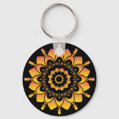 Porte-clés Conception de mandala unique doré (Verso)