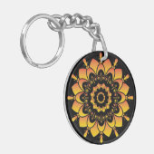 Porte-clés Conception de mandala unique doré (Devant gauche)