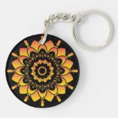 Porte-clés Conception de mandala unique doré (Dos)