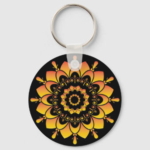 Porte-clés Conception de mandala unique doré-95748