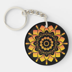 Porte-clés Conception de mandala unique doré-95748