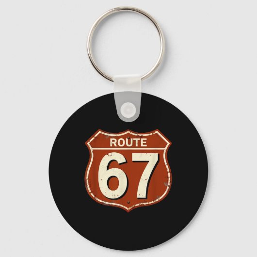 Porte-clés Conception de mème de route 67 drôle rétro (Recto)