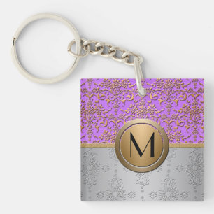 Porte-clés Conception de monogramme fantaisie Pervenche Viole