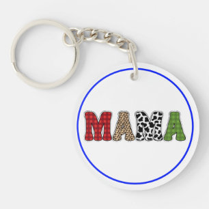 Porte-clés Conception de motif à carreaux de Mama Noël