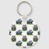 Porte-clés Conception de motif d'animal hippopotame Moo Deng (Verso)