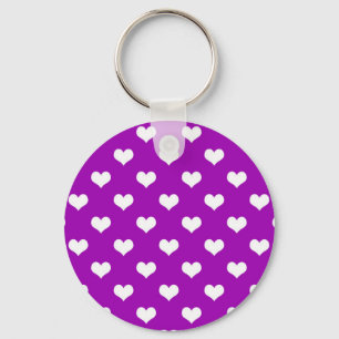 Porte-clés Conception de motif de cœur d'amour blanc violet 