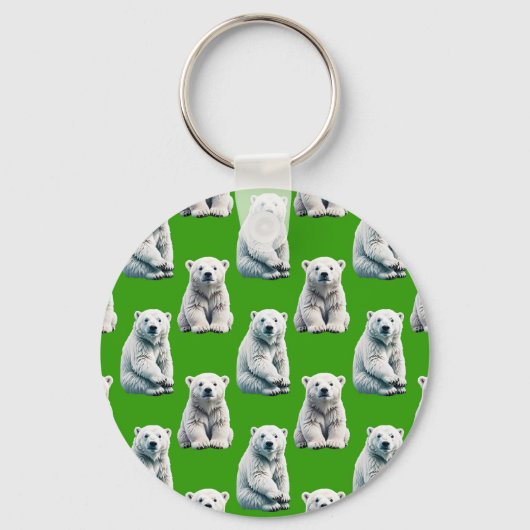 Porte-clés Conception de motif d'ours polaire vert (Recto)