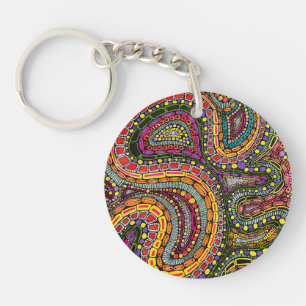 Porte-clés Conception de motif ondulé abstrait multicolore