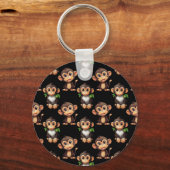 Porte-clés Conception de motif singe noir (Recto)