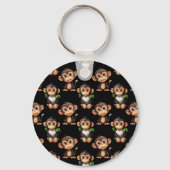 Porte-clés Conception de motif singe noir (Verso)