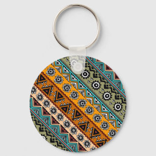 Porte-clés Conception de motifs aztèques ethniques colorés