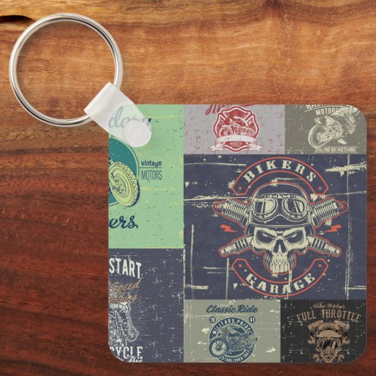 Porte-clés Conception de moto Retro Grunge (Recto)