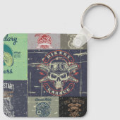 Porte-clés Conception de moto Retro Grunge (Dos)