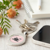Porte-clés Conception de musique de batterie Monogram rose (Côté )