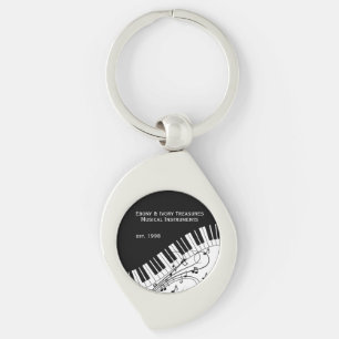 Porte-clés Conception de musique de clavier de piano Deux lig